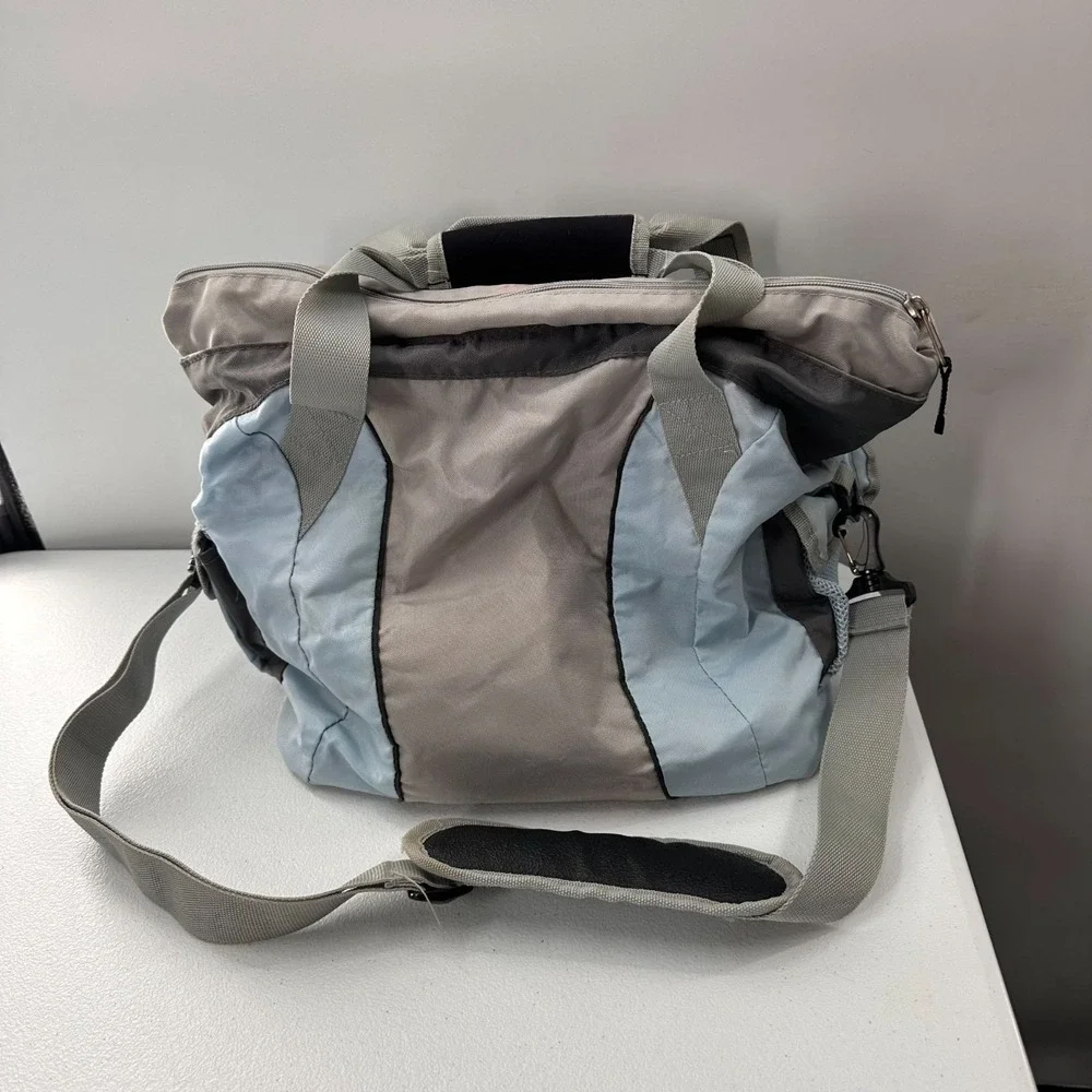 C9 By Champion Gray & Light Blue Gym Tote Bag With Adjustable Strap Duffle Cargo